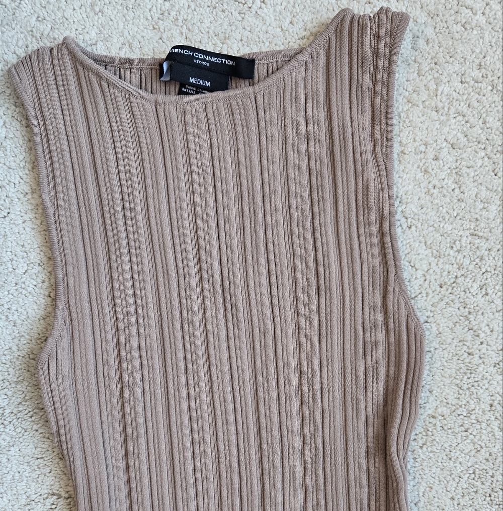 French Connection Ribbed Tan Blouse